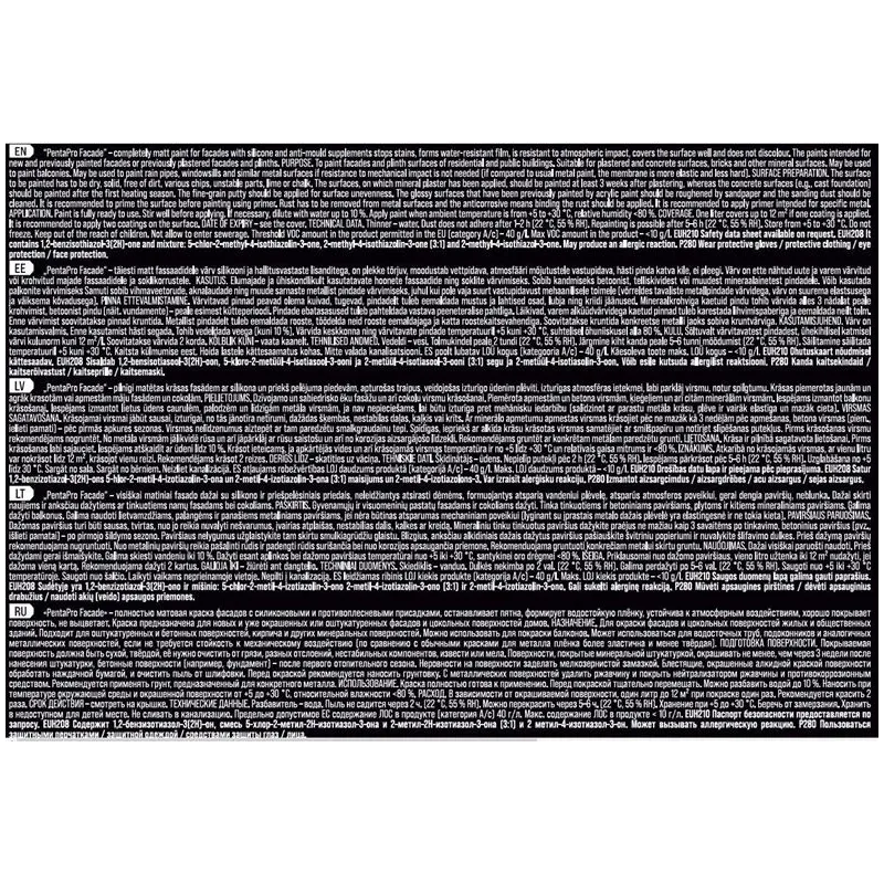 Dažai Pentacolor PentaPro Facade, balta sp., 1 l