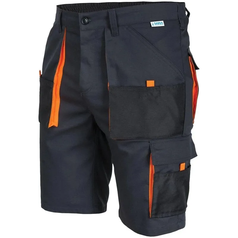 Darba šorti Sara Workwear King 11011, melna krās.-oranža krās., L izmērs