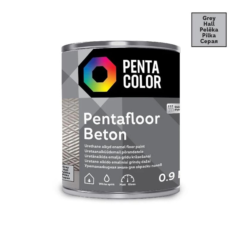 Grīdas krāsas Pentafloor Beton, pelēkas, 0.9l