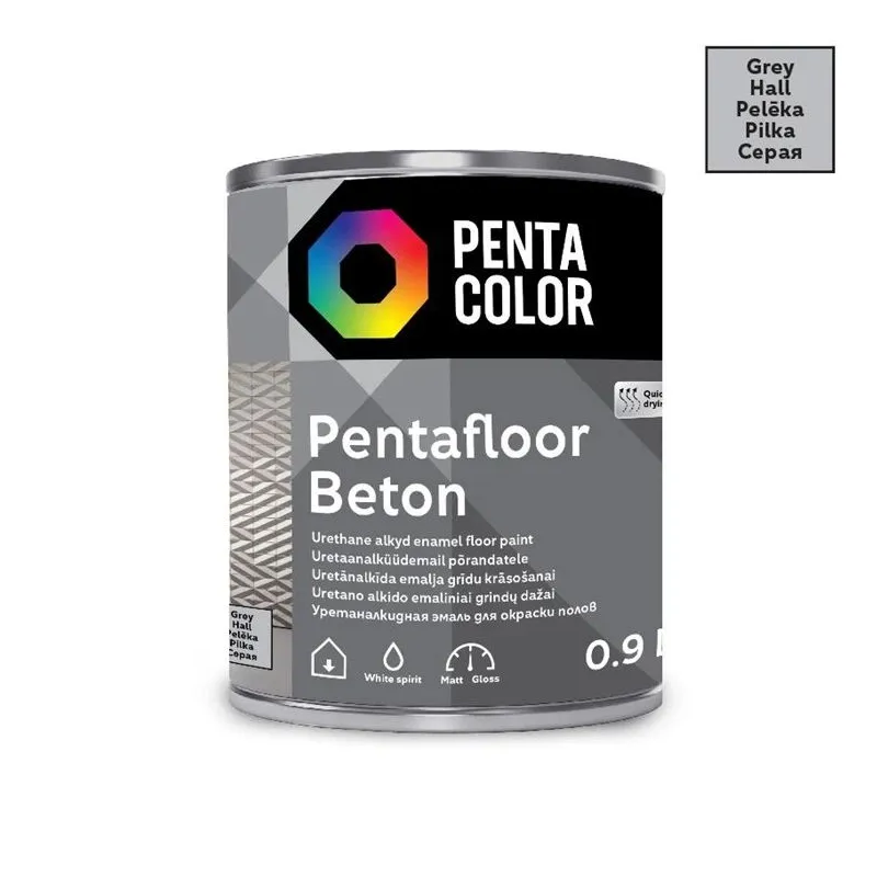 Grīdas krāsa Pentacolor Pentafloor Beton, pelēka krās., 0.9 l