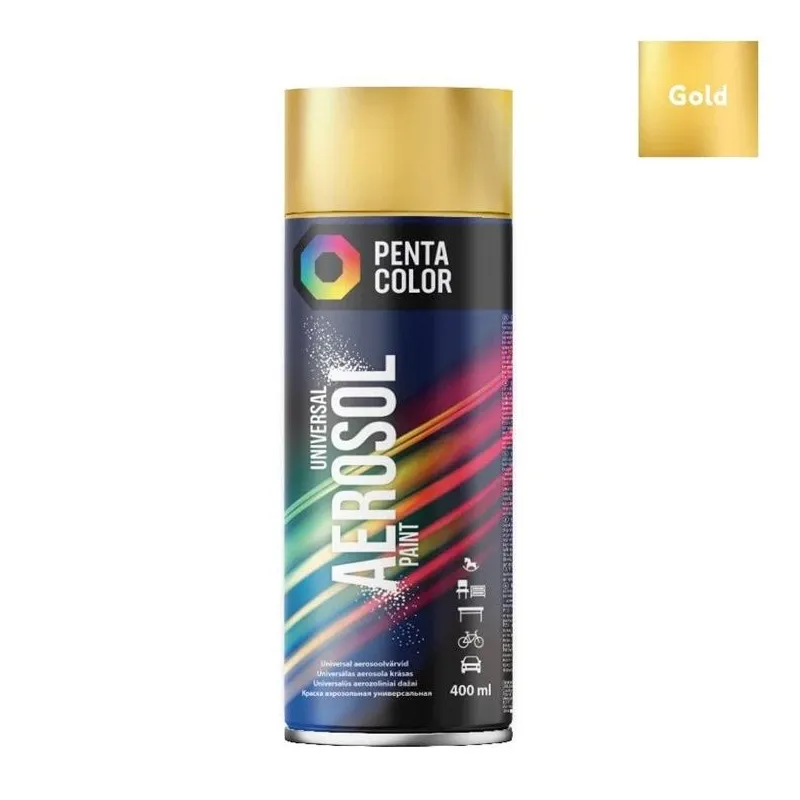 Krāsu aerosoli Pentacolor Universal, preču zīmes, zelta, 0.4 l