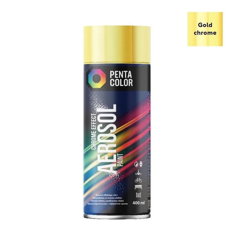 Krāsu aerosoli Pentacolor Chrome effect, preču zīmes, zelts - hroms, 0.4 l