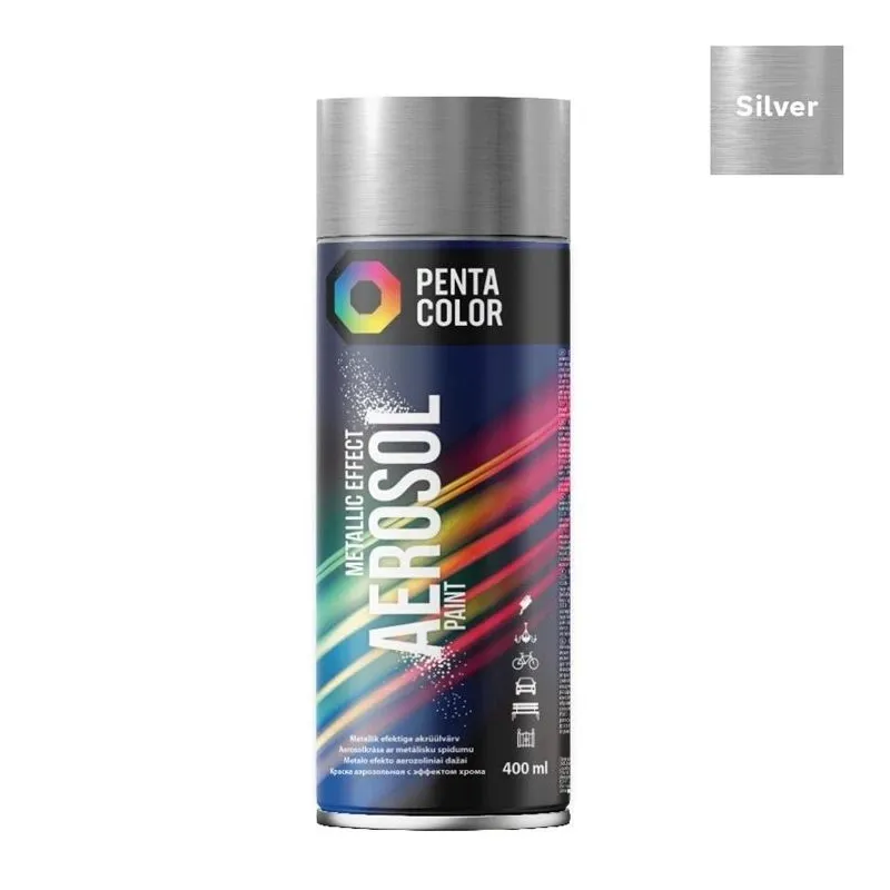 Krāsu aerosoli Pentacolor Metallic Effect, dekoratīvie, sudraba, 0.4 l