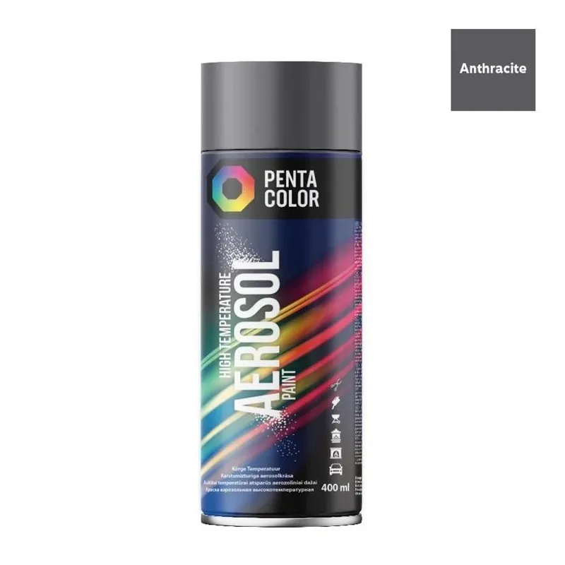 Krāsu aerosoli Pentacolor High temperature, karstumizturīgs, antracīta, 0.4 l