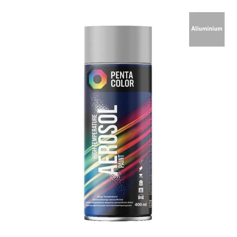 Krāsu aerosoli Pentacolor High temperature, karstumizturīgs, alumīnija, 0.4 l