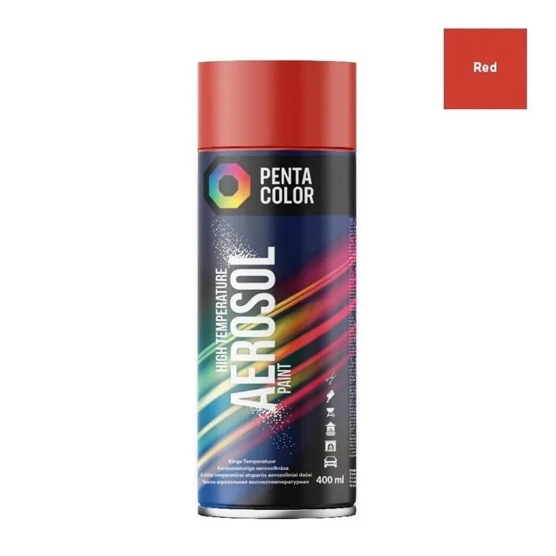 Krāsu aerosoli Pentacolor High temperature, karstumizturīgs, sarkana, 0.4 l