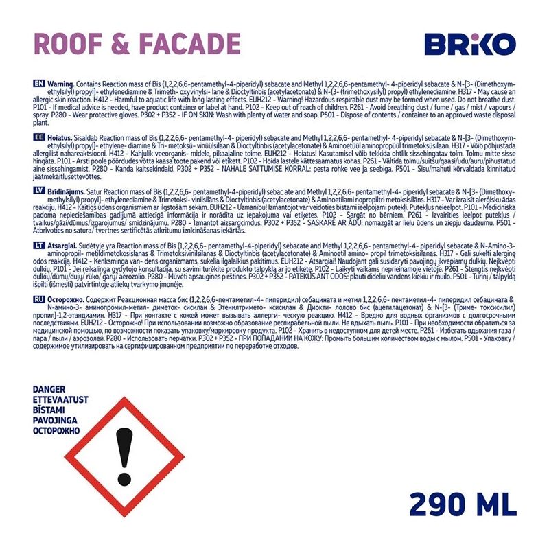 Hermetiķis BRIKO ROOF - FACADE. 290 ml. pelēks