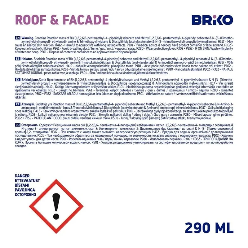 Hermetikas Briko Roof & Facade, 0.29 l, ruda sp.