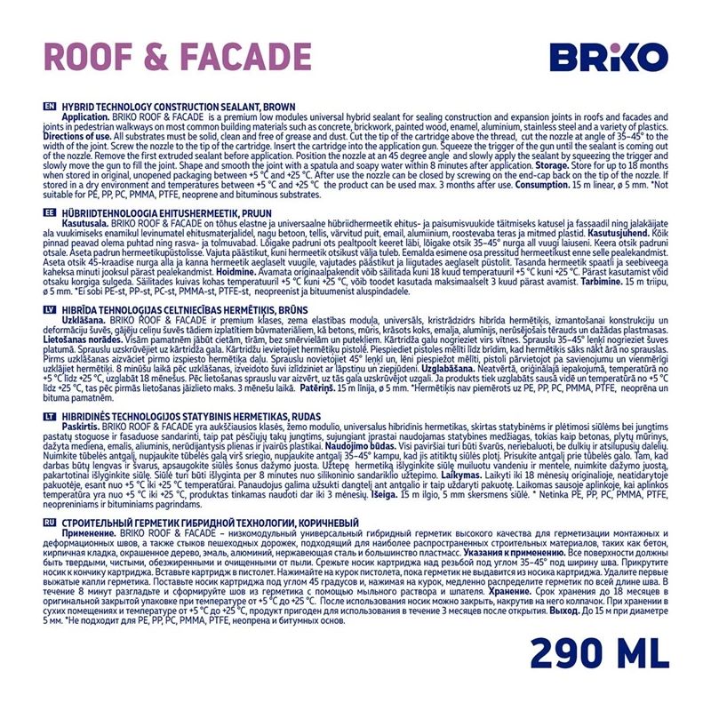 Hermētiķis briko roof-facade brūns 290ml