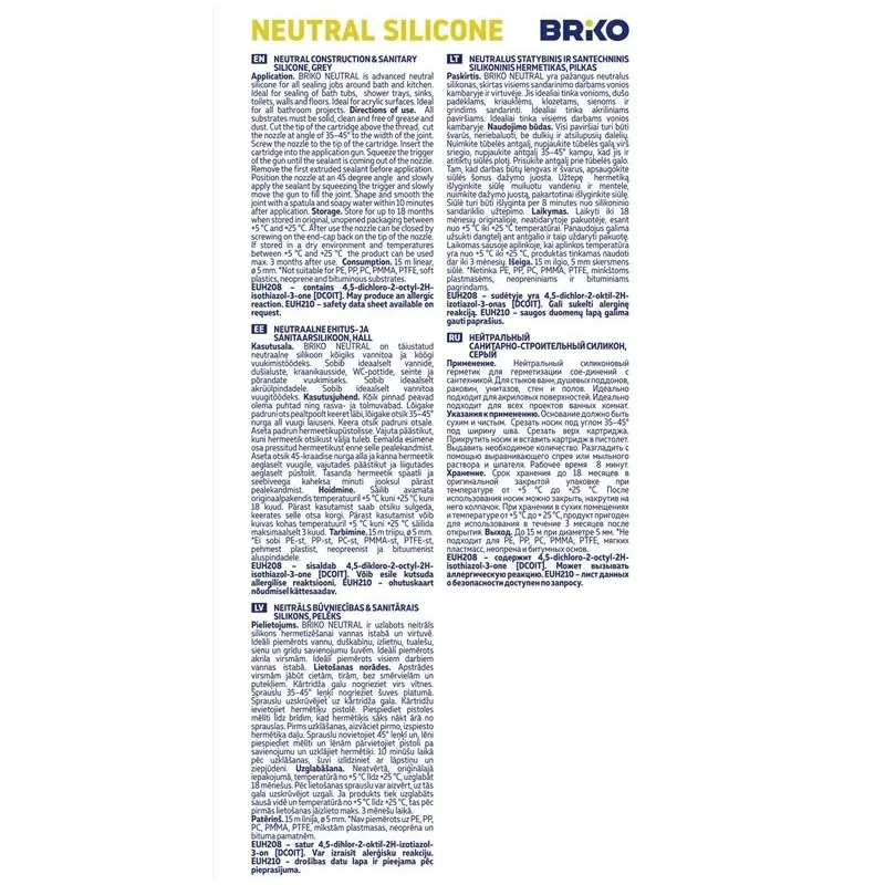 Hermētiķis Briko Neutral LM, 0.3 l, pelēka krās.