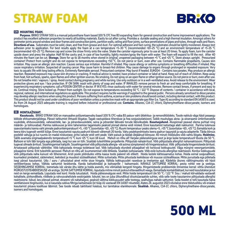 Vasaras blīvēšanas puta Briko Straw 500. 500 ml