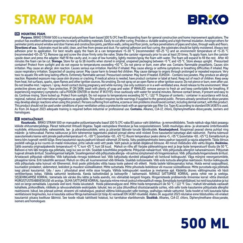 Vasaras blīvēšanas puta Briko Straw 500, 500 ml