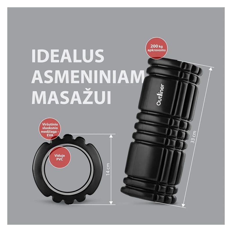 Masāžas rullis OUTLINER LS3768B, 33×14 cm