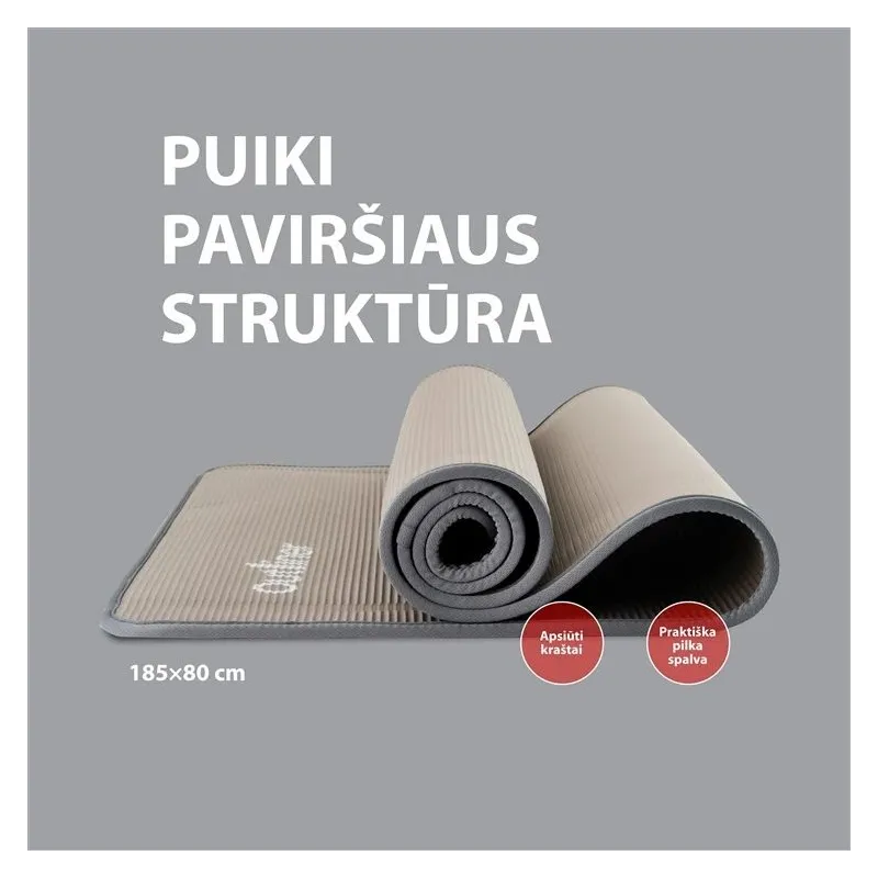 Kilimėlis fitnesui ir jogai Outliner, pilka sp., 185 cm x 80 cm x 1 cm
