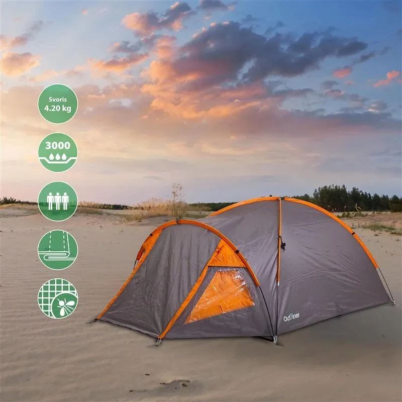 Kolmekohaline telk Outliner RD-T22-3, oranž v.-hall v., 330 cm x 230 cm x 130 cm