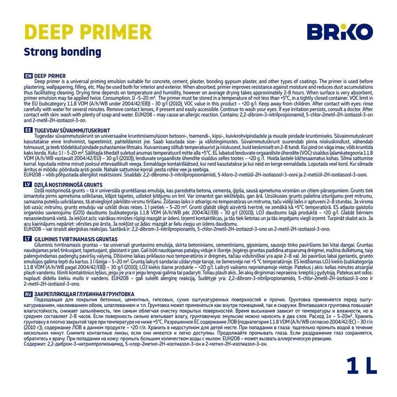 Grunts dziļumgruntis Briko, balta krās., 1 l