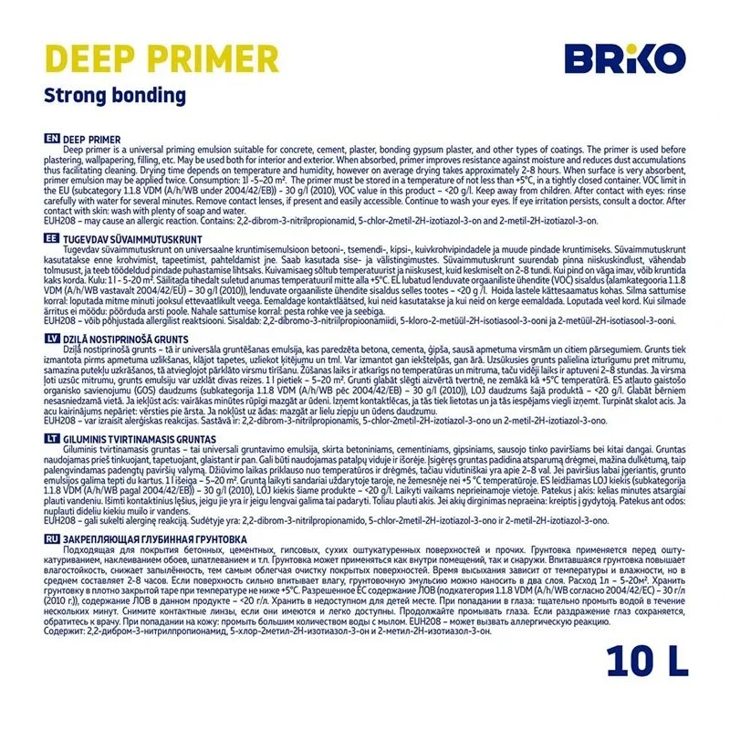 Grunts dziļumgruntis Briko, balta krās., 10 l