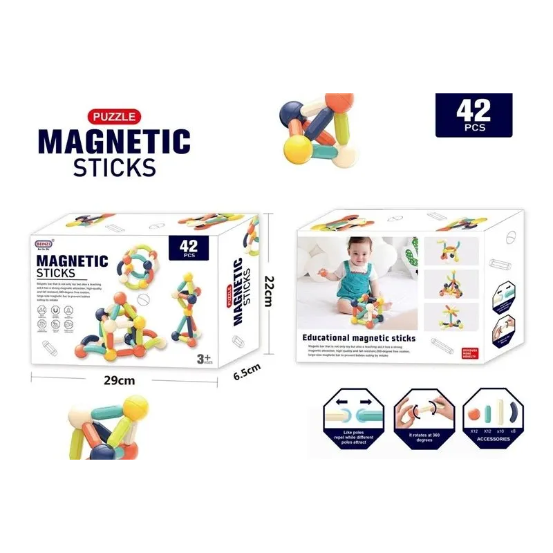 Toy constr magnetic 42pcs bez-002