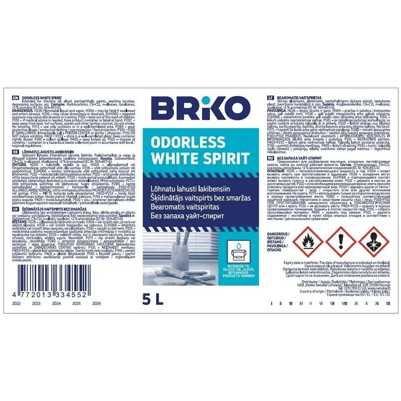 Atšķaidītājs Briko Bearomatis, 5 l