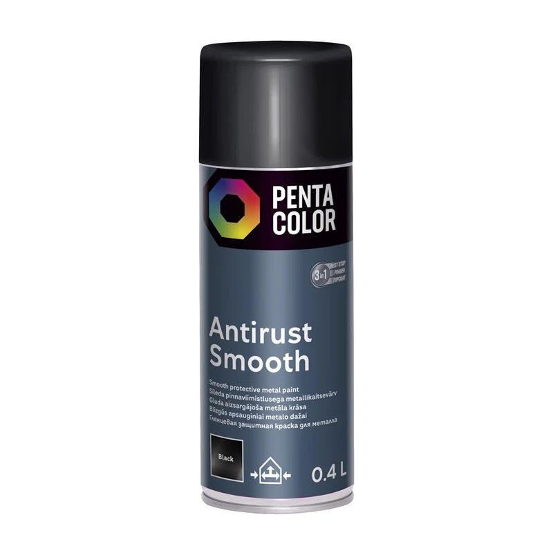 Aerosola krāsa Pentacolor Smooth Effect. melna. 0.4 l