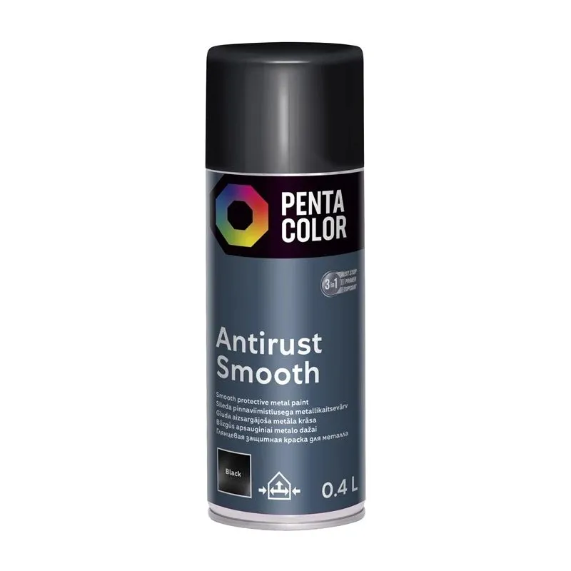 Krāsu aerosoli Pentacolor Smooth Effect, dekoratīvie, melna krās., 0.4 l