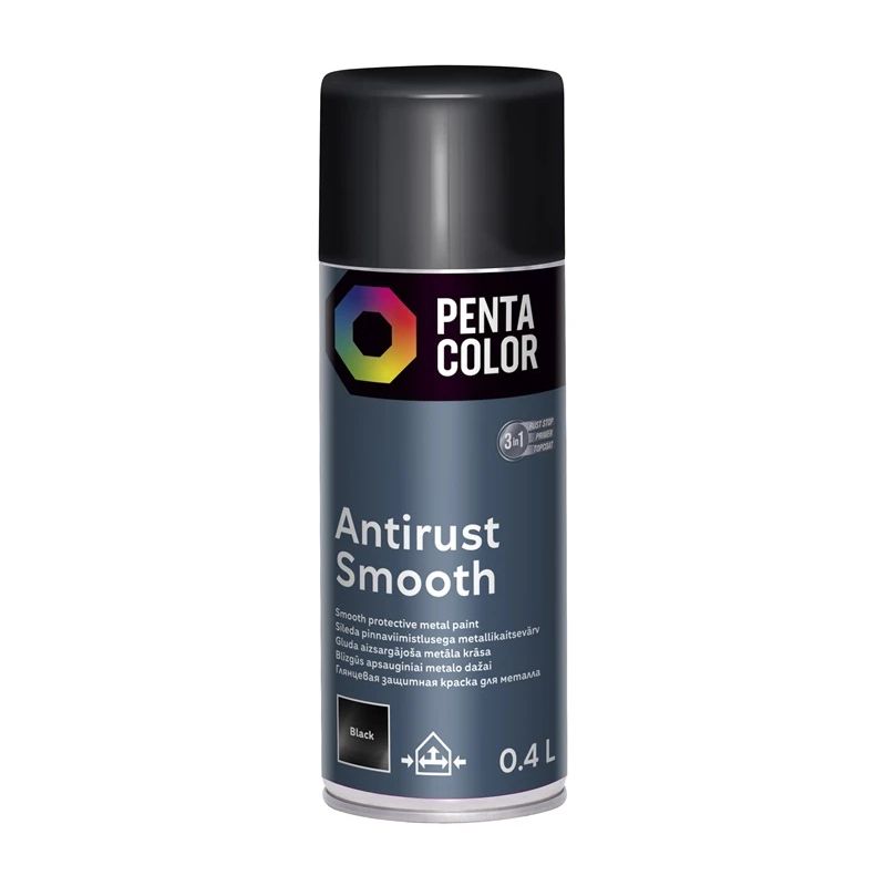 Aerosola krāsa Pentacolor Smooth Effect. melna. 0.4 l