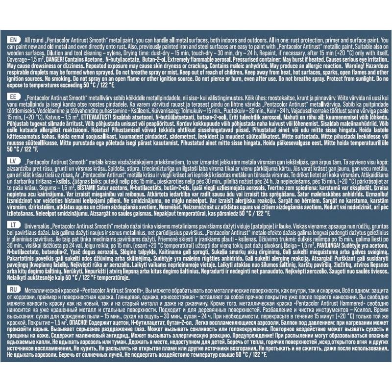 Aerosola krāsa Pentacolor Smooth Effect. silver. 0.4 l