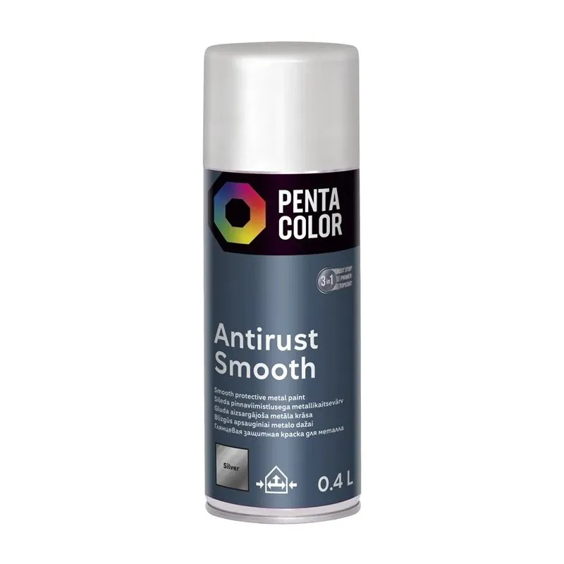 Aerozoliniai dažai Pentacolor Smooth Effect, dekoratyviniai, sidabro sp., 0.4 l