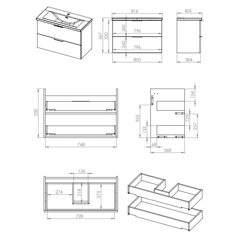 Vannas istabas skapis ar izlietni Astra. pelēka. 40.5x80x53