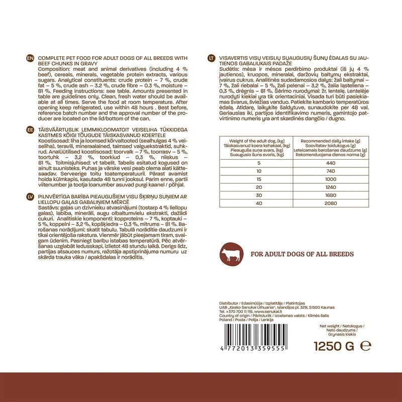 Mitrā barība ,konservi, suņiem Höppy. liellopa gaļa. 1.25 kg