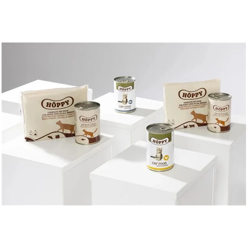 Mitrā kaķu barība Höppy, liellopa gaļa-mājputnu gaļa, 0.1 kg x 4 gab.