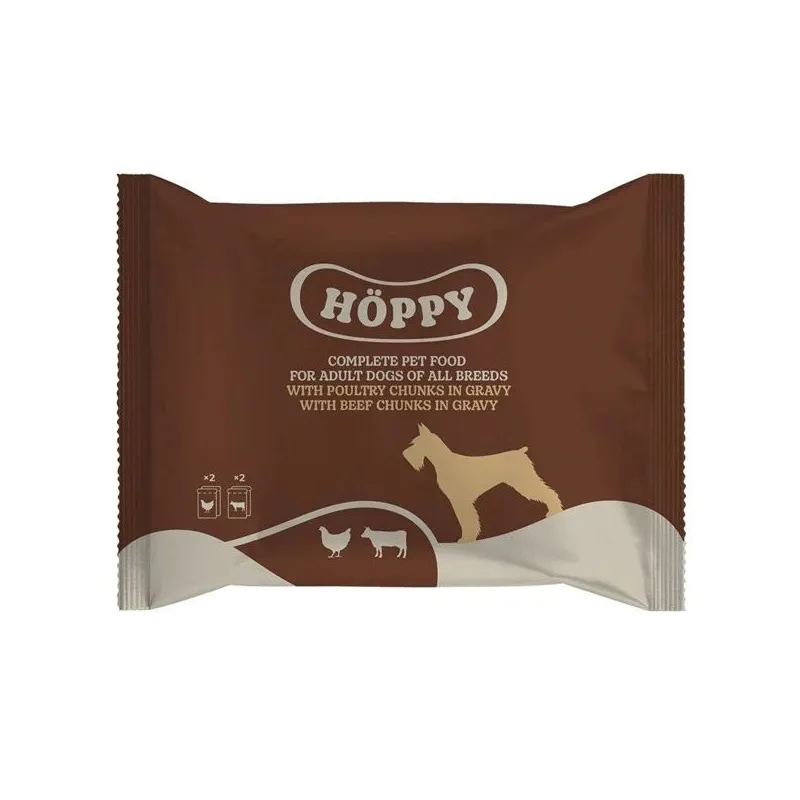 Mitrā barība ,konservi, suņiem Höppy, liellopa gaļa - mājputnu gaļa, 0.1 kg x 4 gab.