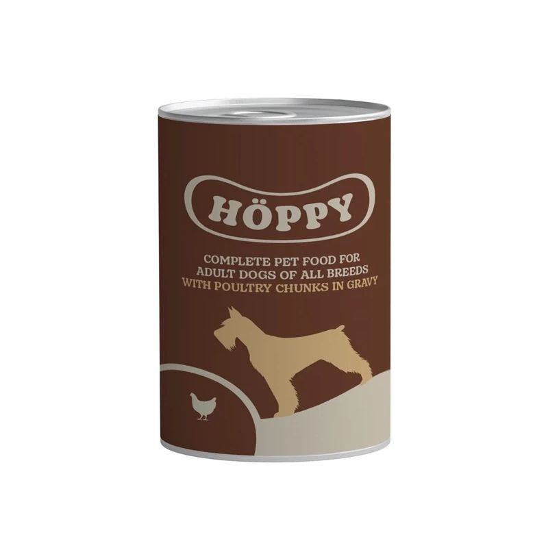 Mitrā barība ,konservi, suņiem HOPPY mājputnu gaļa 0.415kg