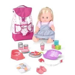14in doll backpack set with drink -pee