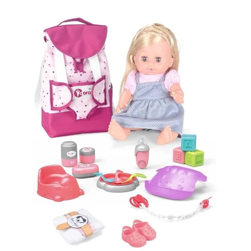 14in doll backpack set with drink -pee