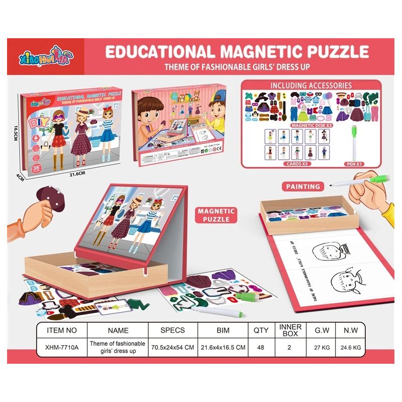 Magnētiskā rotaļlieta Educational Magnetic Puzzle XHM-7710A