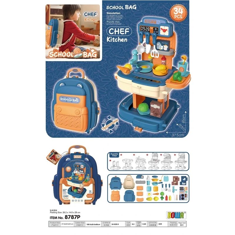 Veikala rotaļlietas School Bag- Chef Kitchen 8787p