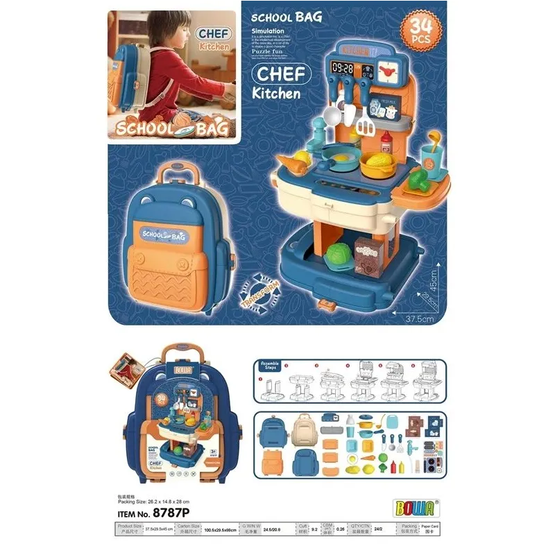 Игрушки для магазина, плита и набор кухонной утвари School Bag- Chef Kitchen 8787p