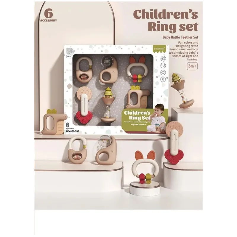 Barškutis Baby Rattle Teether Set, įvairių spalvų