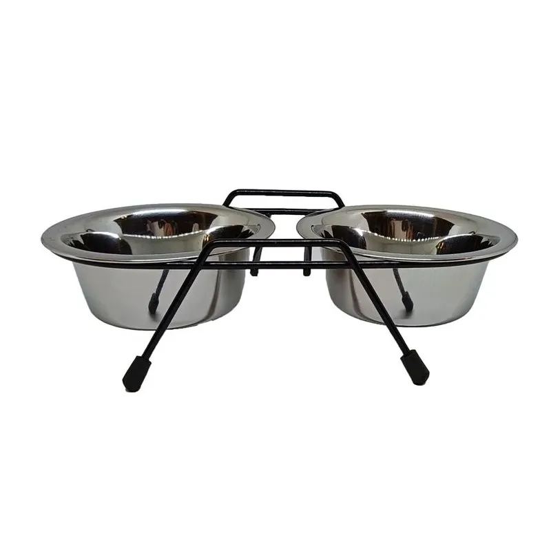 Stovas su dubenėliais šuniui Höppy MS Wire Diner Trapeze, 0.9 l, 2 vnt., sidabro sp.