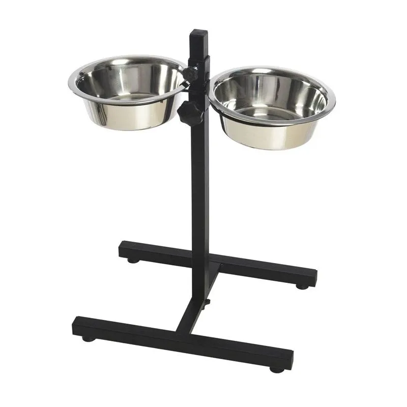 Stovas su dubenėliais šuniui Höppy H-BASE 2QT, 1.8 l, 2 vnt., sidabro sp.