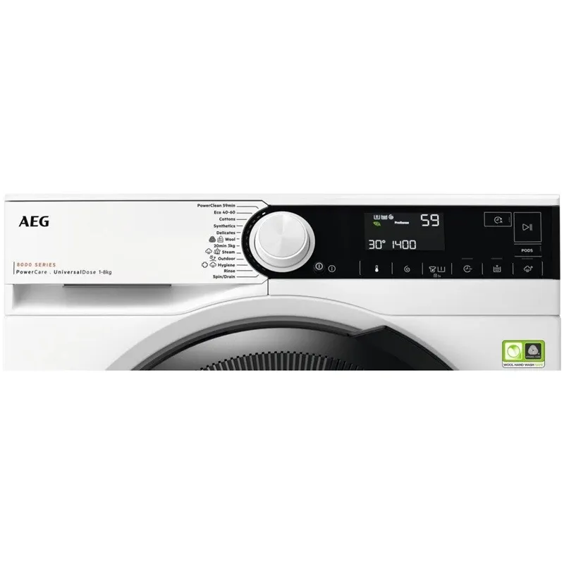 Pesumasin AEG 8000 seeria „PowerCare“ „UniversalDose“ EcoLine LFR83844VE, 8 kg, valge v.