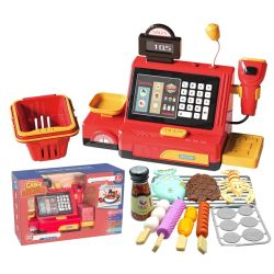 Rotaļlietu komplekts ar kases aparātu