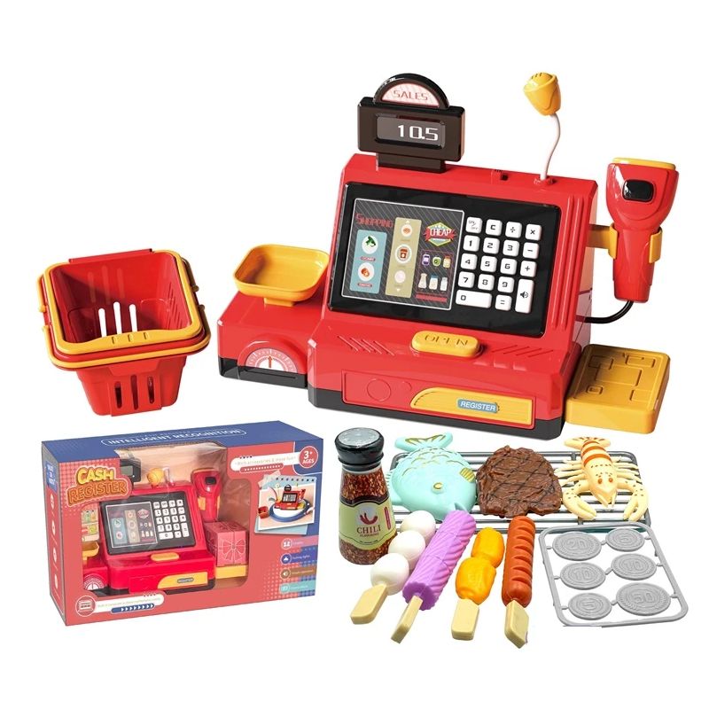 Rotaļlietu komplekts ar kases aparātu
