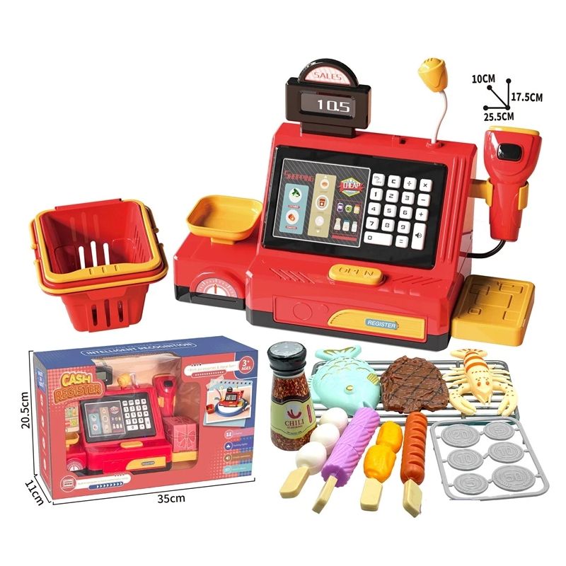 Rotaļlietu komplekts ar kases aparātu