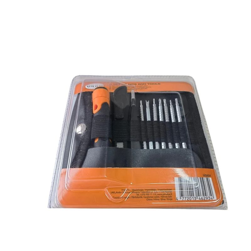 Skruvgriezis un uzgaļu komplekts VG021. 14 gab.