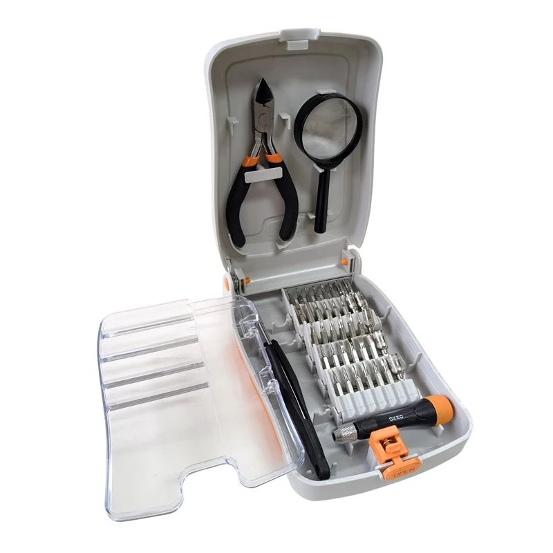 Skruvgriezis un uzgaļu komplekts VG025. 34 gab.