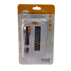 Skruvgriezis un uzgaļu komplekts VG027. 9 gab.