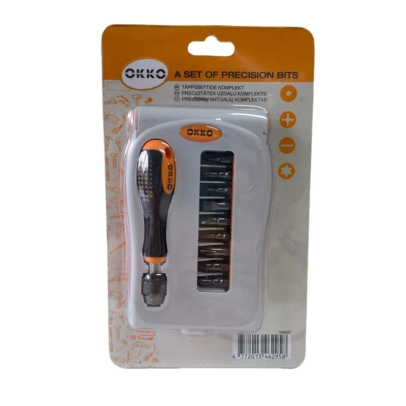 Skruvgriezis un uzgaļu komplekts VG027. 9 gab.