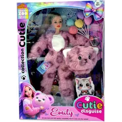 Lėlė Emily With Cat Costume QJ201D, 32 cm
